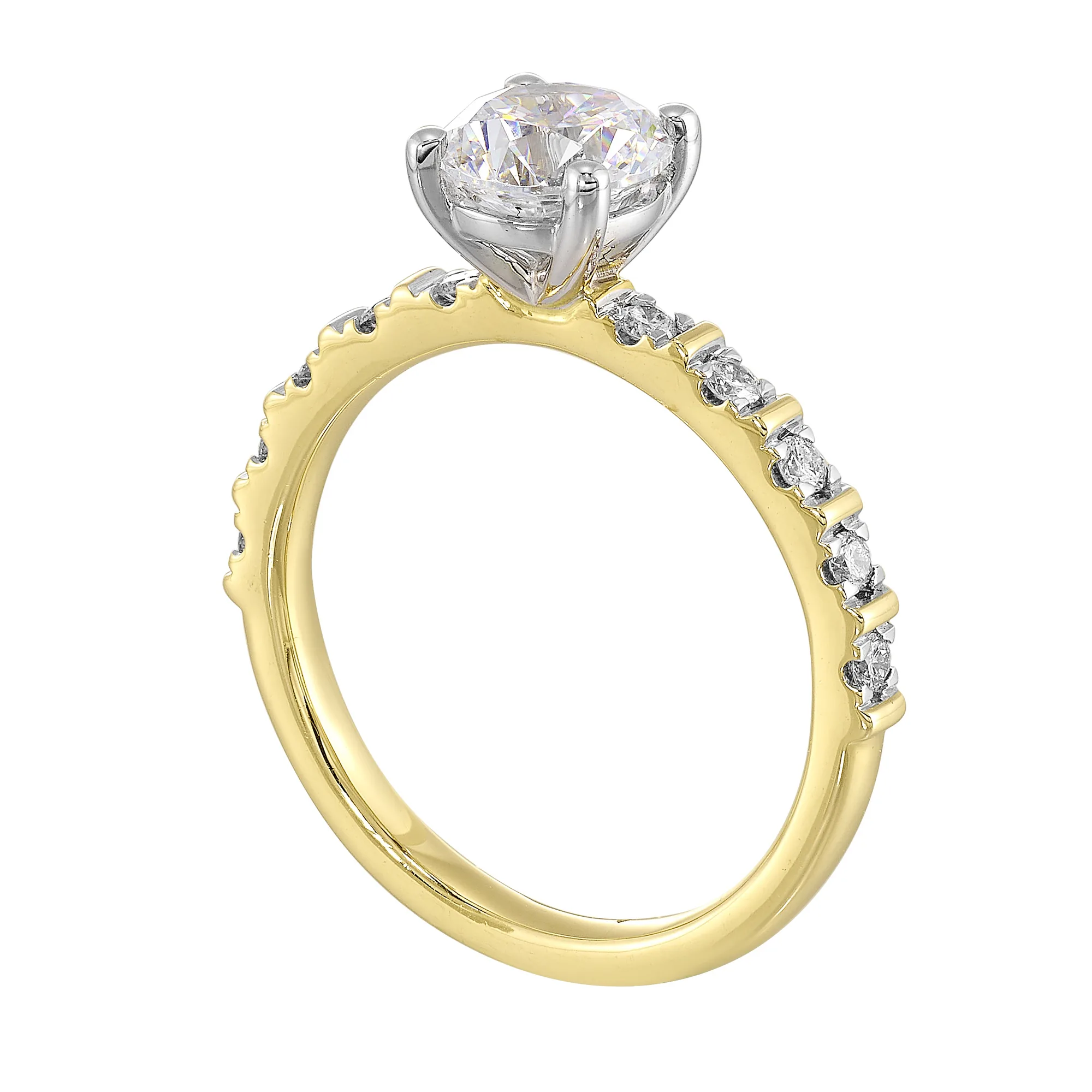 14Kt White Yellow Semi Mount 1/6Ctw For 1Ct Round Center view 3