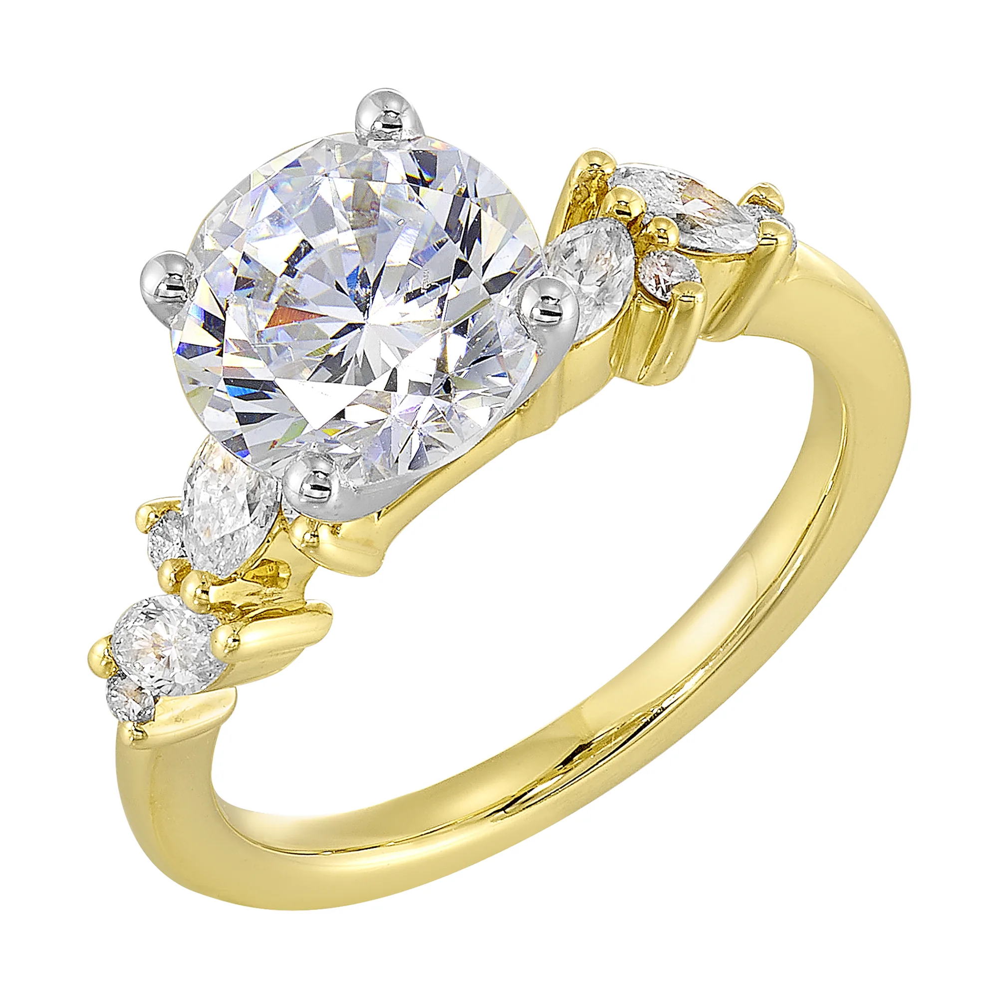 14Kt White Yellow Semi Mount 1/2Ctw For 2Ct Round Center view 2
