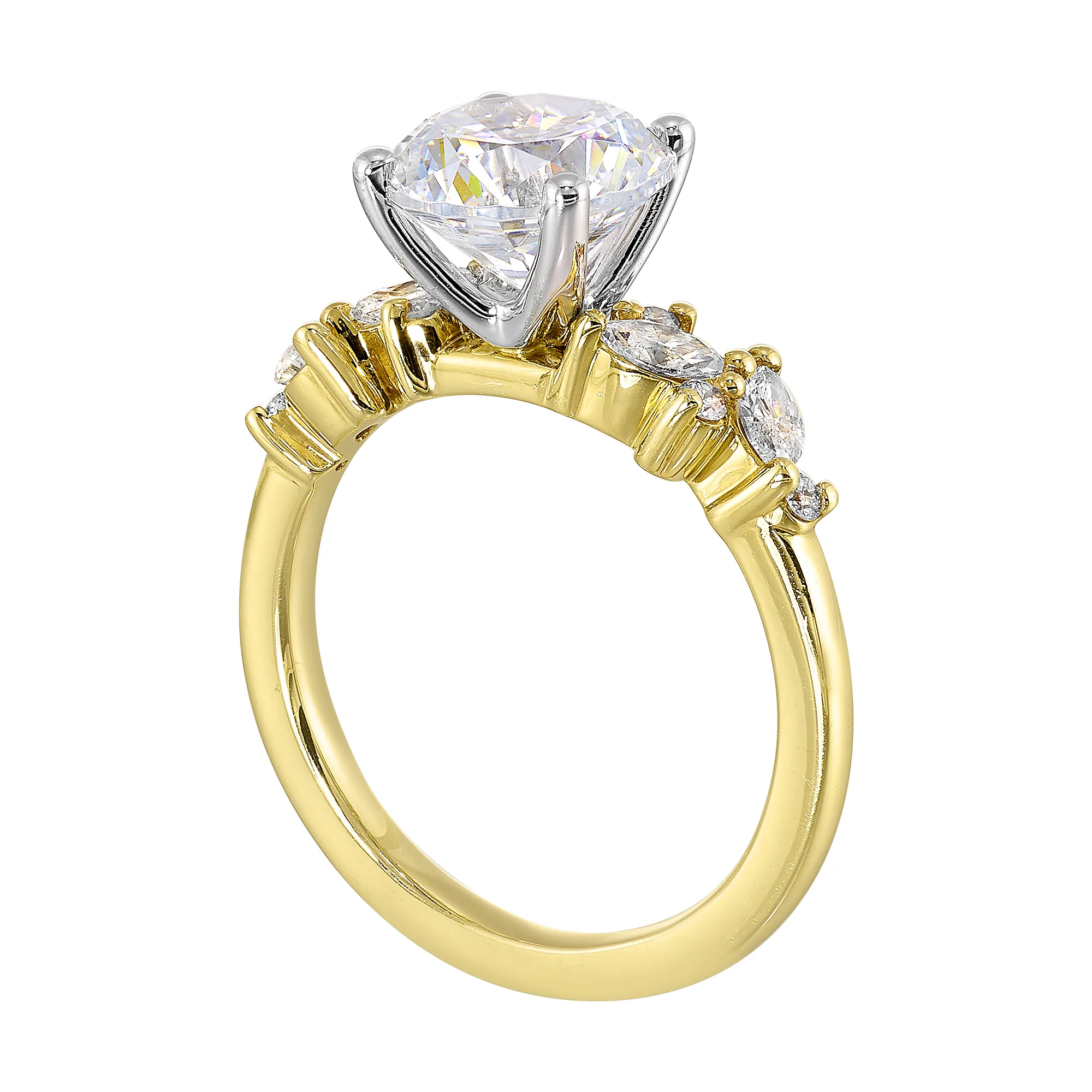 14Kt White Yellow Semi Mount 1/2Ctw For 2Ct Round Center view 3