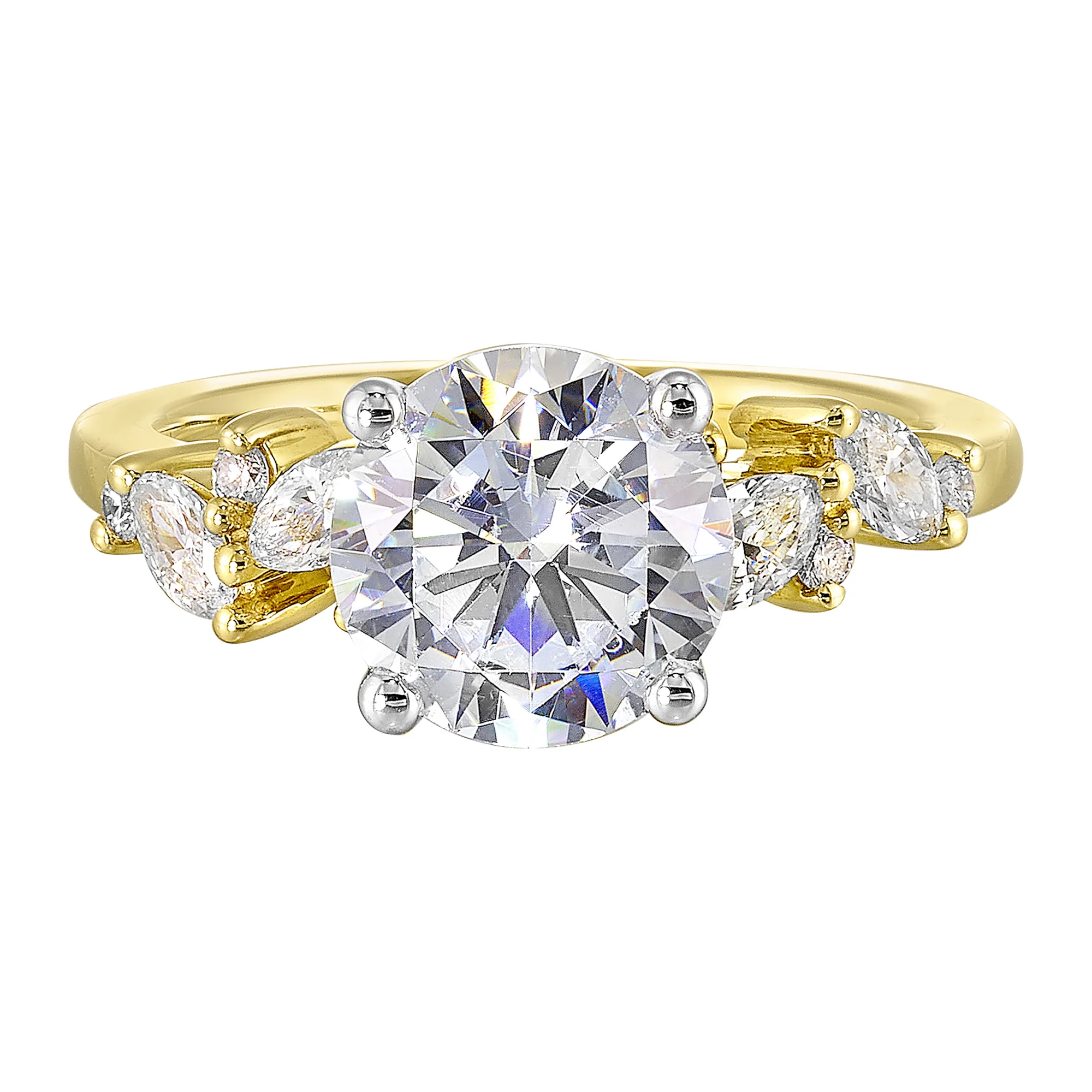 14Kt White Yellow Semi Mount 1/2Ctw For 2Ct Round Center