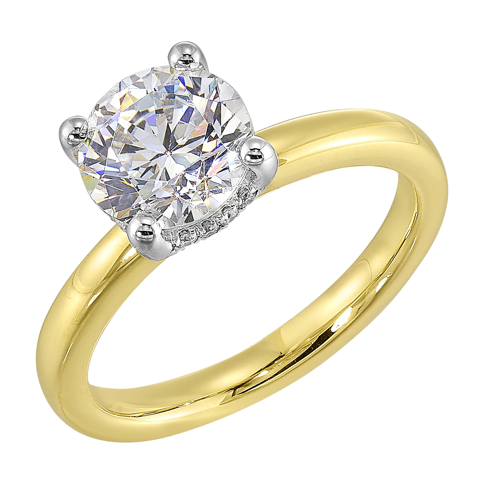 14Kt White Yellow Semi Mount 1/15Ctw For 2Ct Round Center view 2