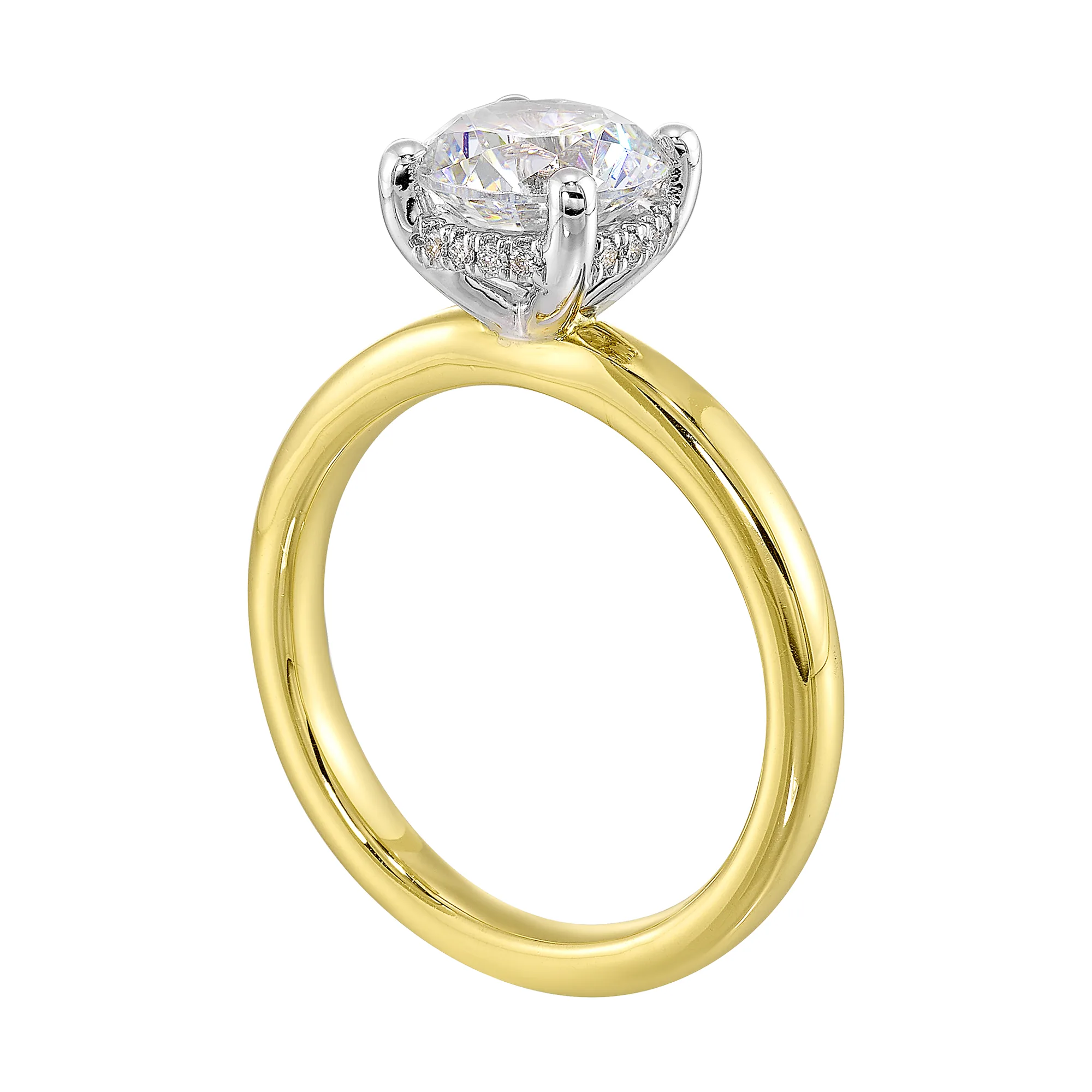 14Kt White Yellow Semi Mount 1/15Ctw For 2Ct Round Center view 3