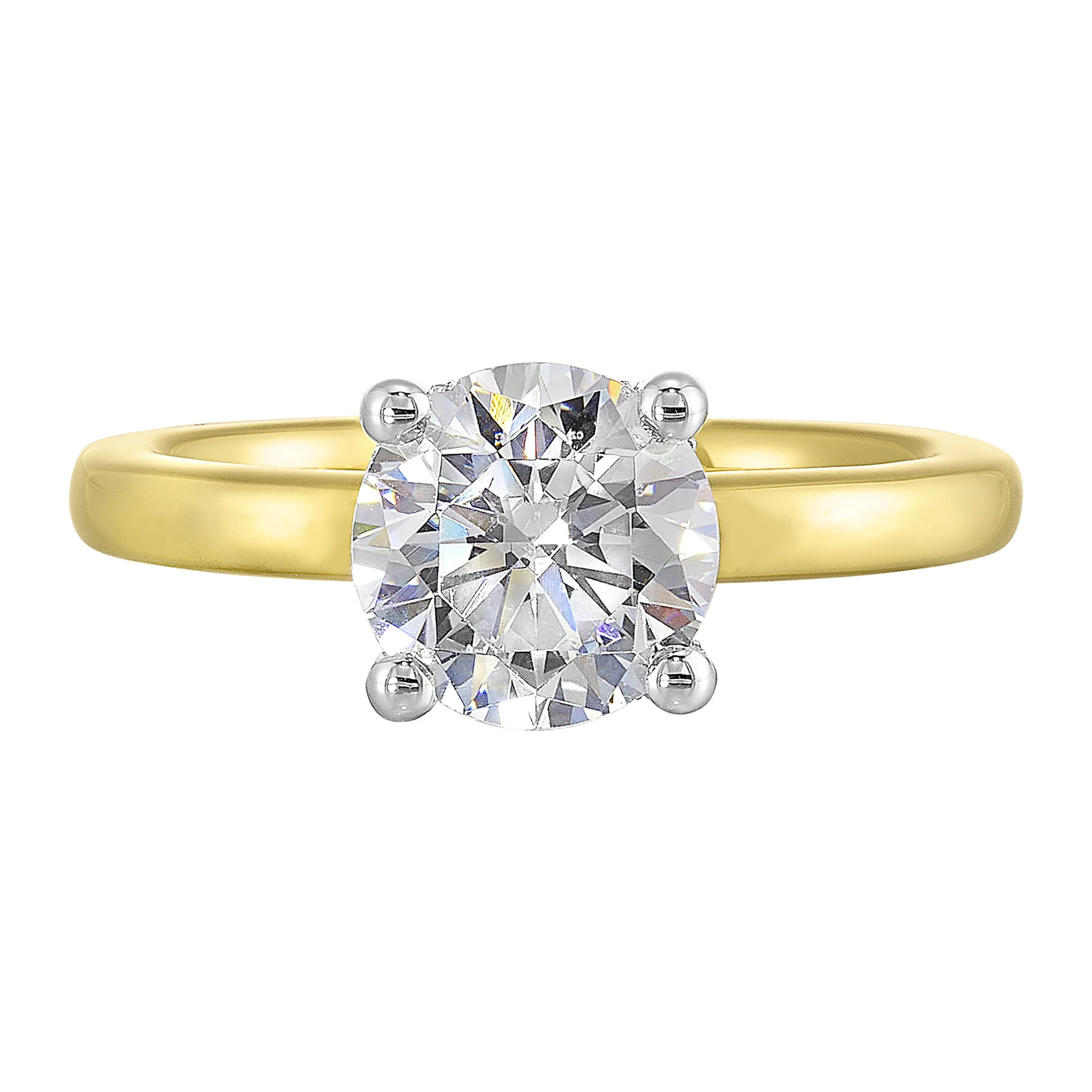 14Kt White Yellow Semi Mount 1/15Ctw For 2Ct Round Center